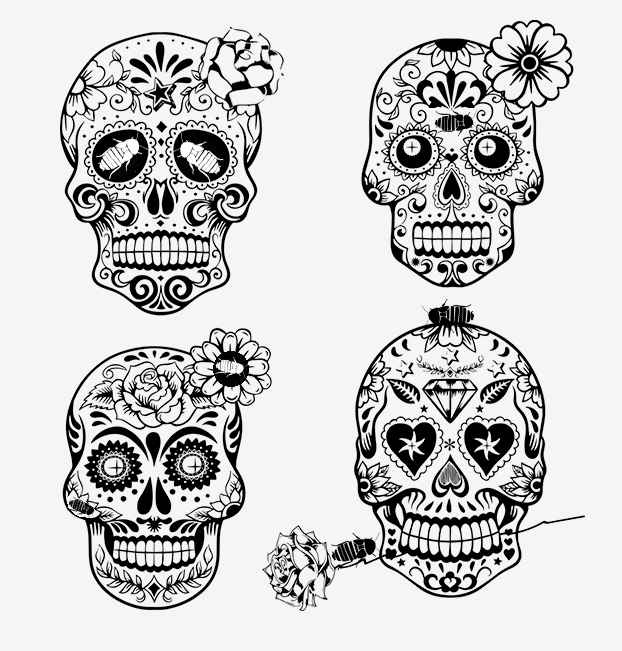 “find the dubias“  day of the dead skull graphic