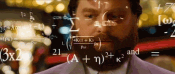 Gif of Zach Galifianakis calculating numbers.