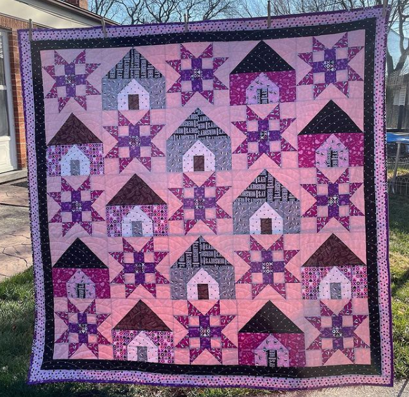 Lisa Jo G  Don't you just want to cuddle up with Lisa Jo G's “Our House“ quilt? Lisa says, “This quilt pattern is so fun to make. It also, would make a great house warming gift.“ See more of Lisa's quilts on her Instagram page, @neverlandstitches >
