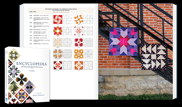 NEW! Barbara Brackman's third edition of the Encyclopedia of Pieced Quilt Patterns is a MUST-HAVE book for every quilter! Browse the pretty pages for inspiration or use it to identify patterns! (Better grab a copy for yourself too!) 