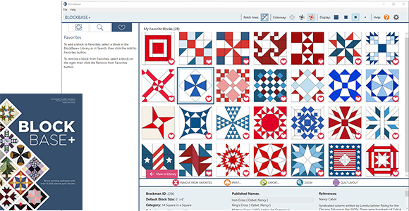 Product Spotlight: BlockBase+  Every quilter should have this software! It's packed with the 4,000+ pieced blocks and source information from Barbara Brackman's Encyclopedia so you can easily print what you need to sew them in ANY size! Shop Must-Haves >