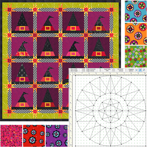 EQ Freebies  Don't miss this month's free downloads, fabric giveaway, and lesson for EQ8!  Project of the Month: Wily Witch  Fabric of the Month: Color Splash by Jackie Kunkel (and fabric giveaway!)  Design & Discover lesson: EasyDraw!