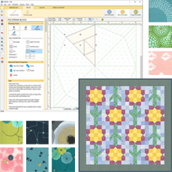 EQ Freebies  Don't miss this month's free downloads, fabric giveaway, and lesson for EQ8!  Project of the Month: Patchwork Pansies  Fabric of the Month: Dance in Paris by Zen Chic for Moda (and fabric giveaway!)  Design & Discover lesson: EasyDraw vs. PolyDraw