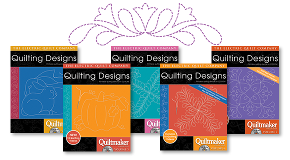 Special Offer: 25% off Quilting Designs!  Quiltmaker’s Quilting Designs are CDs with libraries of quilting stencils from past volumes of Quiltmaker magazine. Each one has hundreds of unique designs that you can size and print. Use alone or with EQ!   Note: This software requires a Windows computer with a CD drive.