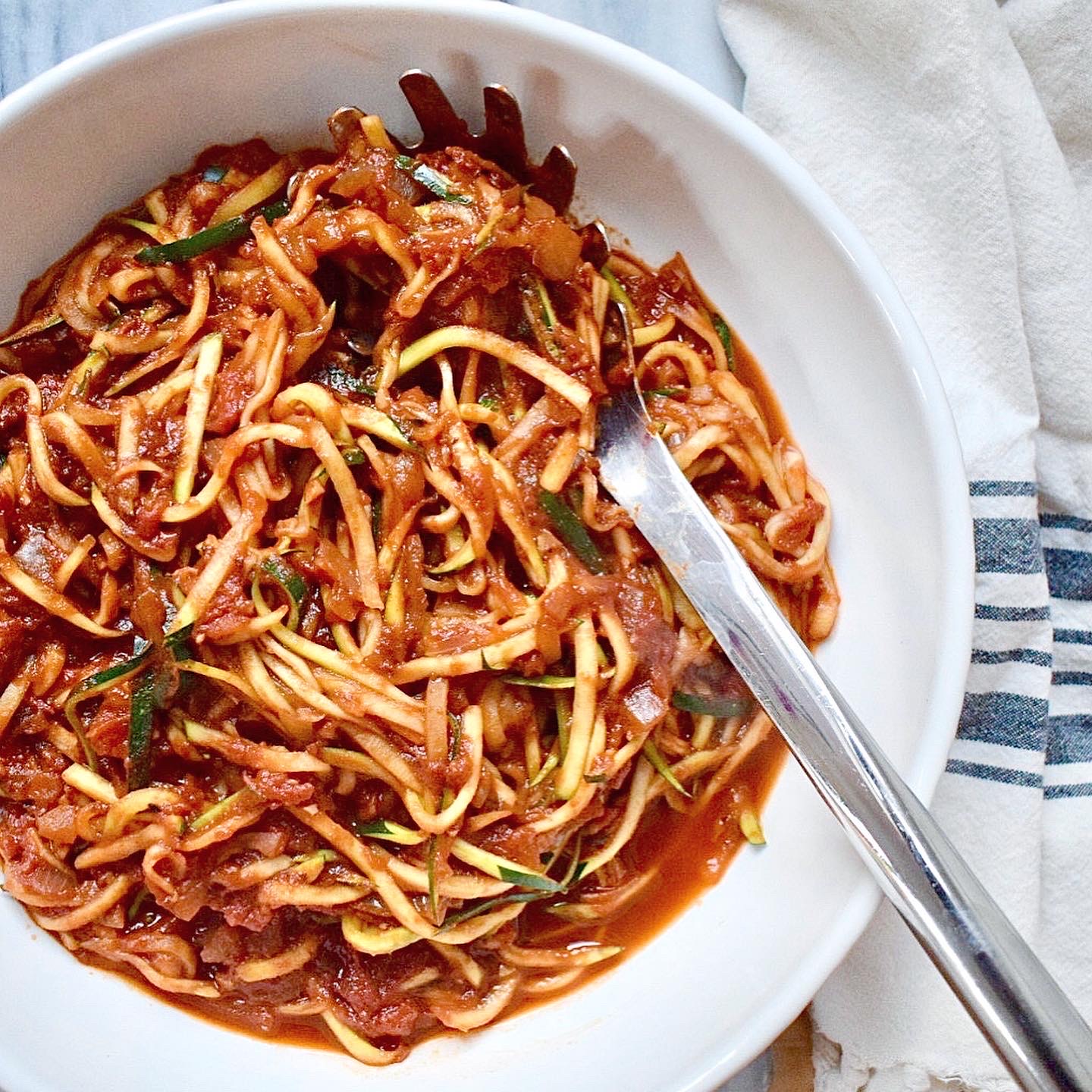 Zoodles with pasta sauce