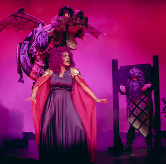 Theater actors of the live performance of “Clue“ pose for a photo. 